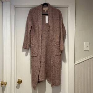 Bestow Mauve Bouclé Longline Cardigan Duster Size L